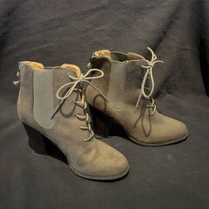 Lace up suede boot with heel